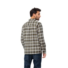 Jack Wolfskin Langarmhemd Bergweg Shirt mit Brusttasche (Flanellhemd, Bio-Baumwolle) grün/blau Herren