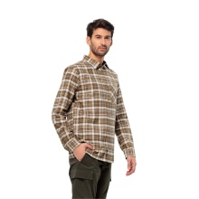 Jack Wolfskin Langarmhemd Bergweg Shirt mit Brusttasche (Flanellhemd, Bio-Baumwolle) beige/braun/orange Herren