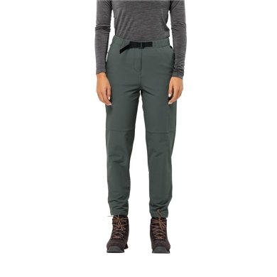 Jack Wolfskin Wanderhose Wandermood Pant (winddicht, wasserabweisend, atmungsaktiv) dunkelgrün Damen