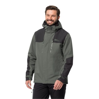 Jack Wolfskin Wanderjacke Jasper Flex (Wetterschutzjacke, wasser-/ winddicht, atmungsaktiv) dunkelgrün Herren