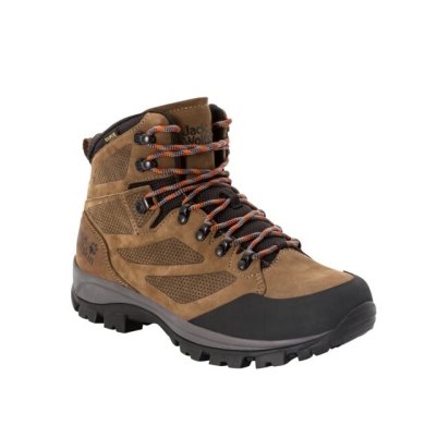 Jack Wolfskin Trekking-Wanderschuhe Rebellion Texapore Mid (Nubukleder, wasserdicht) braun/rot Herren