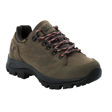 Jack Wolfskin Wanderschuhe Rebellion Texapore Low (Trekking, wasserdicht, 100% PFC-frei) braun/phantomgrau Damen