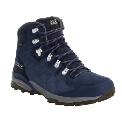 Jack Wolfskin Wanderschuhe Refugio Texapore Mid (Veloursleder, wasserdicht) dunkelblau/grau Damen