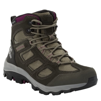 Jack Wolfskin Wanderschuhe Vojo 3 Texapore Mid (wasserdicht, atmungsaktiv) khakigrün/burgund Damen