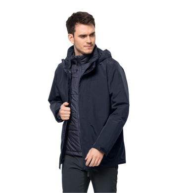 Jack Wolfskin Winterjacke Bergland 3in1 (atmungsaktiv, wasserdicht, winddicht) dunkelblau Herren