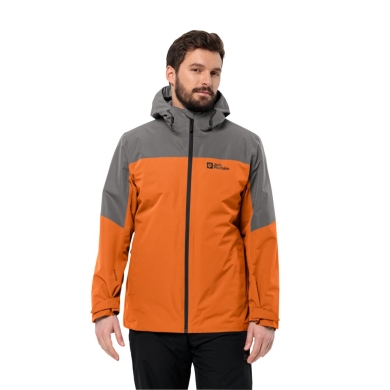 Jack Wolfskin Winterjacke Glaabach 3in1 2023 (wasserdicht, winddicht, mit Fleece-Innenjacke) orange/grau Herren