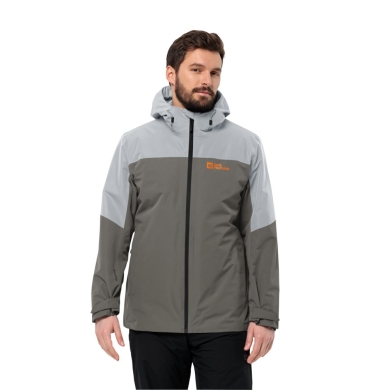 Jack Wolfskin Winterjacke Glaabach 3in1 2023 (wasserdicht, winddicht, mit Fleece-Innenjacke) grau Herren