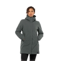 Jack Wolfskin Wintermantel Salier Coat (abnehmbare Kapuze, wasser- und winddicht) dunkelgrün Damen