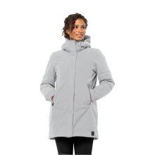 Jack Wolfskin Wintermantel Salier Coat (abnehmbare Kapuze, wasser- und winddicht) hellgrau Damen