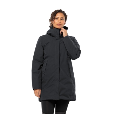 Jack Wolfskin Wintermantel Salier Coat (abnehmbare Kapuze, wasser- und winddicht) phantomgrau Damen