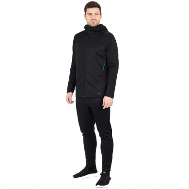 JAKO Freizeitanzug Challenge mit Kapuze (Jacke und Hose, sportiver Schnitt) schwarz/grün Herren