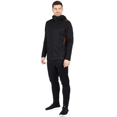 JAKO Freizeitanzug Challenge mit Kapuze (Jacke und Hose, sportiver Schnitt) schwarz/orange Herren