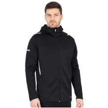 JAKO Freizeitjacke Challenge mit Kapuze (100% Polyester) schwarz/weiss Herren