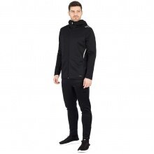 JAKO Freizeitanzug Challenge mit Kapuze (Jacke und Hose, sportiver Schnitt) schwarz/weiss Herren