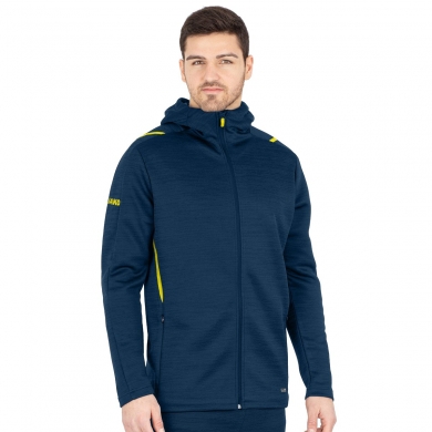 JAKO Freizeitjacke Challenge mit Kapuze (100% Polyester) dunkelblau/gelb Herren