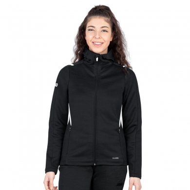 JAKO Freizeitjacke Challenge mit Kapuze (100% Polyester) schwarz/weiss Damen