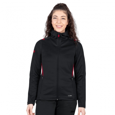 JAKO Freizeitjacke Challenge mit Kapuze (100% Polyester) schwarz/rot Damen