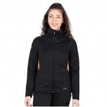 JAKO Freizeitjacke Challenge mit Kapuze (100% Polyester) schwarz/orange Damen