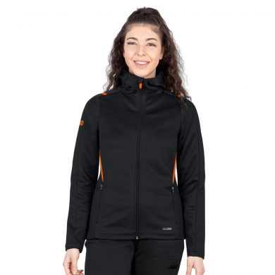 JAKO Freizeitjacke Challenge mit Kapuze (100% Polyester) schwarz/orange Damen