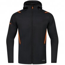 JAKO Freizeitjacke Challenge mit Kapuze (100% Polyester) schwarz/orange Jungen