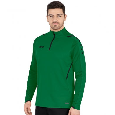 JAKO Langarmshirt Ziptop Challenge - Fleece-Innenseite, Zip-Reissverschluss - grün Herren