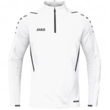 JAKO Langarmshirt Ziptop Challenge - Fleece-Innenseite, Zip-Reissverschluss - weiss Jungen