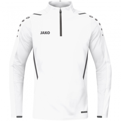 JAKO Langarmshirt Ziptop Challenge - Fleece-Innenseite, Zip-Reissverschluss - weiss Jungen