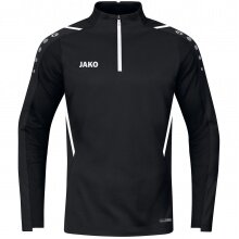 JAKO Langarmshirt Ziptop Challenge - Fleece-Innenseite, Zip-Reissverschluss - schwarz/weiss Jungen