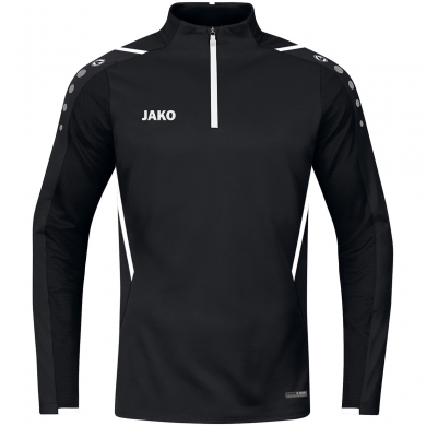 JAKO Langarmshirt Ziptop Challenge - Fleece-Innenseite, Zip-Reissverschluss - schwarz/weiss Jungen