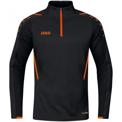 JAKO Langarmshirt Ziptop Challenge - Fleece-Innenseite, Zip-Reissverschluss - schwarz/orange Jungen