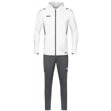 JAKO Trainingsanzug Challenge mit Kapuze (Jacke und Hose) weiss/anthrazitgrau Damen