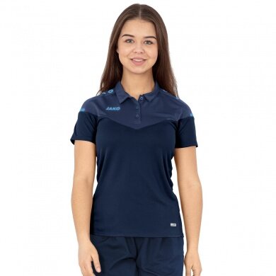 JAKO Sport-Polo Champ 2.0 (100% Polyester) marine/blau/hellblau Damen