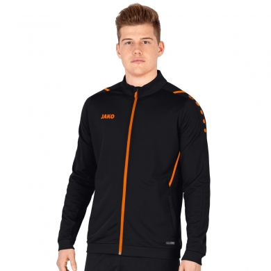 JAKO Polyesterjacke Challenge - Seitentaschen, moderner Look - schwarz/orange Herren