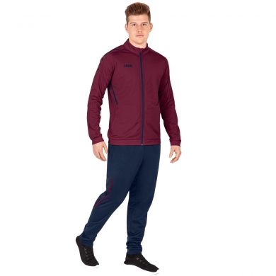 JAKO Trainingsanzug Polyester Challenge (Jacke und Hose) weinrot/dunkelblau Herren