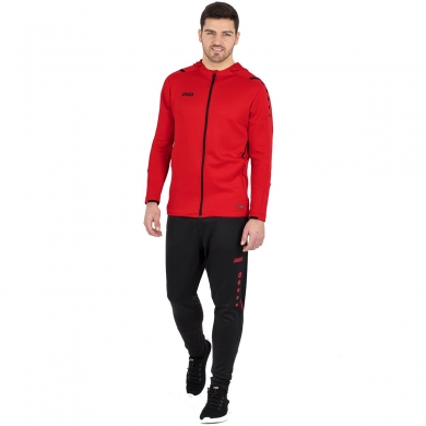 JAKO Trainingsanzug Challenge mit Kapuze (Jacke und Hose) rot/schwarz Herren