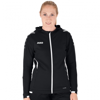 JAKO Trainingsjacke Challenge mit Kapuze schwarz/weiss Damen