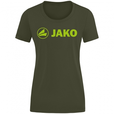 JAKO Freizeit-Shirt Promo (Bio-Baumwolle) khaki/neongrün Damen