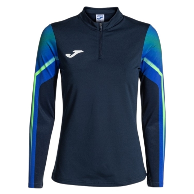 Joma Lauf-Langarmshirt Elite XI (Sweatshirt, Half-Zip) marineblau/fluogrün Damen