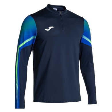 Joma Lauf-Langarmshirt Elite XI (Sweatshirt, Half-Zip) marineblau/fluogrün Herren