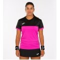 Joma Tennis-Shirt Montreal (100% Polyester) rosa/schwarz Damen