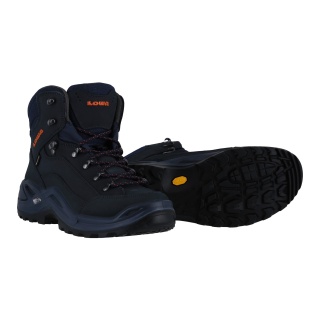 Lowa Wanderschuhe Renegade Mid GTX (All-Terrain, Nubukleder, wasserdicht) navyblau/orange Herren