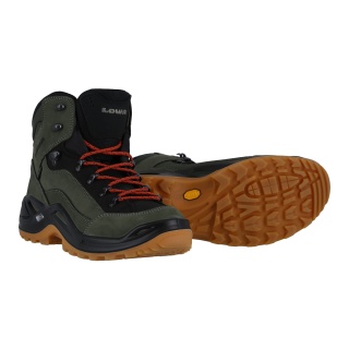 Lowa Wanderschuhe Renegade Mid GTX (All-Terrain, Nubukleder, wasserdicht) forestgrün/orange Herren