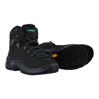 Lowa Wanderschuhe Renegade Mid GTX (All-Terrain, Nubukleder, wasserdicht) asphaltgrau/türkis Damen