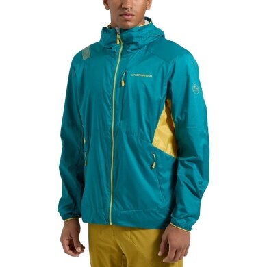 La Sportiva Wanderjacke Across Lite (Isolationsjacke, winddicht, atmungsaktiv) tealblau/gelb Herren