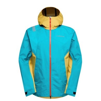 La Sportiva Softshelljacke Discover Shell (winddicht, wasserdicht) tropicblau/gelb Herren