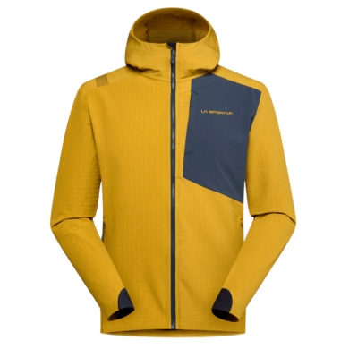 La Sportiva Wanderjacke Descender Storm (winddicht, wasserabweisend) 2025 savanagelb/nachtblau Herren