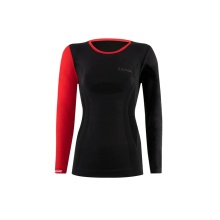 Lenz Funktionsunterwäsche Langarmshirt Merino 6.0 Rundhals schwarz/rot Damen