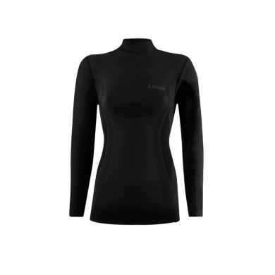 Lenz Funktionsunterwäsche Langarmshirt Merino 6.0 Stehkragen schwarz Damen