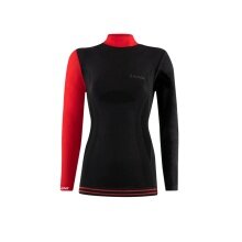 Lenz Funktionsunterwäsche Langarmshirt Merino 6.0 Stehkragen schwarz/rot Damen