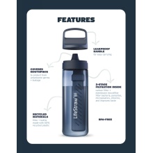 LifeStraw Trinkflasche Go Series mit Wasserfilter, Verschluss mit Silikonmundstück, BPA frei schwarz - 650 ml